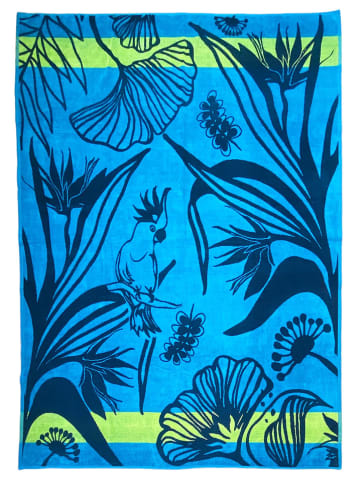 Le Comptoir de la Plage Ręcznik plażowy "Copacabana - Papiga" w kolorze niebieskim - 180 x 140 cm