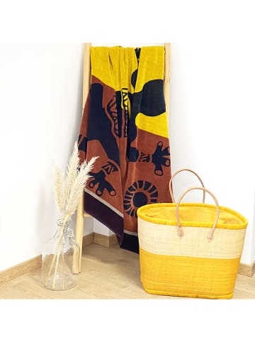 Le Comptoir de la Plage Strandtuch "Aventura - Tribalno" in Beige/ Gelb/ Hellbraun - (L)180 x (B)140 cm