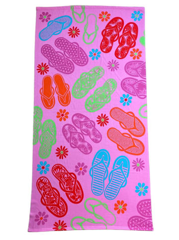 Le Comptoir de la Plage Ręcznik plażowy w kolorze jasnoróżowym ze wzorem - 170 x 90 cm