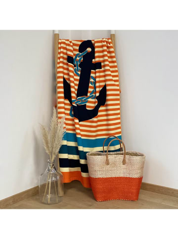 Le Comptoir de la Plage Mikrofaser-Strandtuch "Sabbia - Galway" in Orange - (L)170 x (B)90 cm