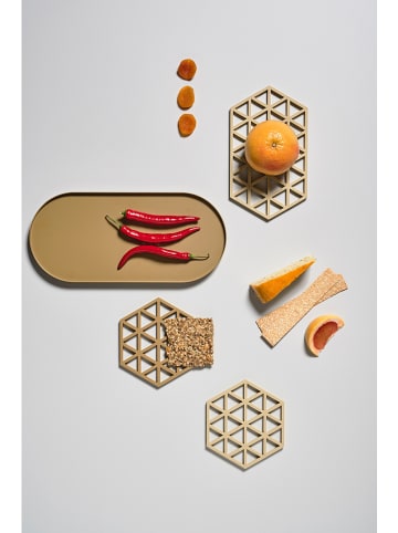 Zone Denmark 2-delige set: onderzetters "Triangles" zandkleurig - (L)16 x (B)14 cm
