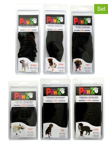 Pawz 12-delige set: hondenschoenen XS zwart