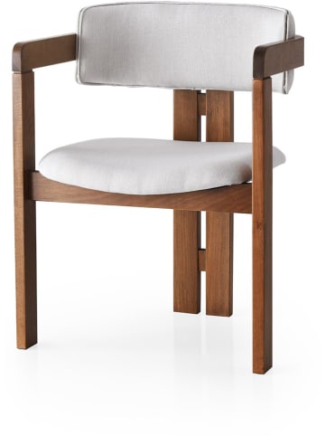 Evila Eetkamerstoel wit/bruin - (B)58 x (H)76 x (D)49 cm
