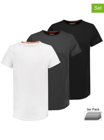Sublevel Koszulki (3 szt.) w kolorze antracytowym, czarnym i białym
