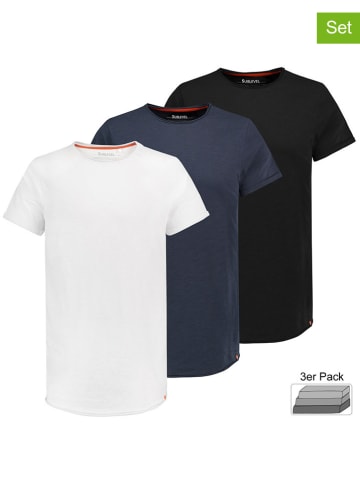 Sublevel 3er-Set: Shirts in Weiß/ Blau/ Schwarz