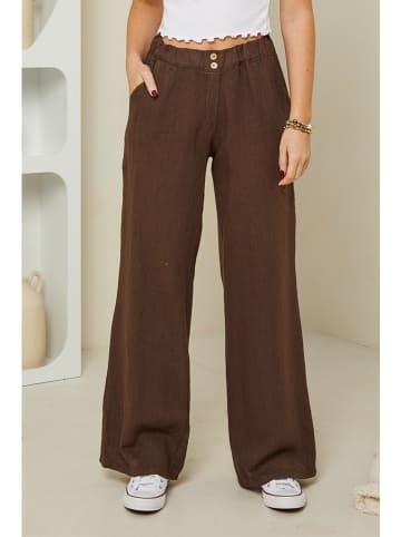 Rodier Lin Lniane spodnie w kolorze brązowym