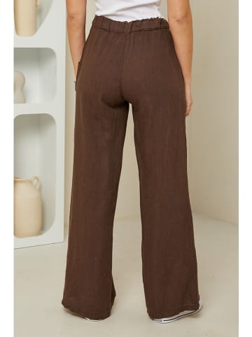Rodier Lin Lniane spodnie w kolorze brązowym