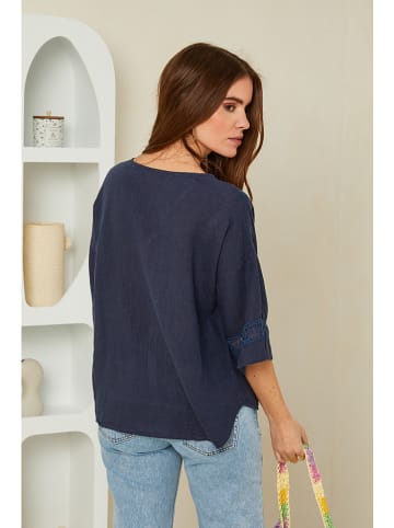 Rodier Lin Leinen-Bluse in Dunkelblau