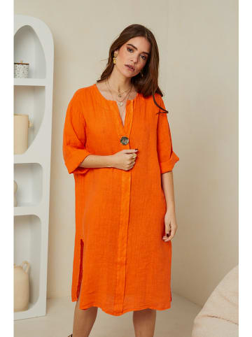 Rodier Lin Lniana sukienka w kolorze pomarańczowym
