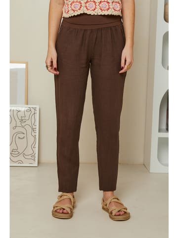 Rodier Lin Leinen-Hose "Provence" in Braun