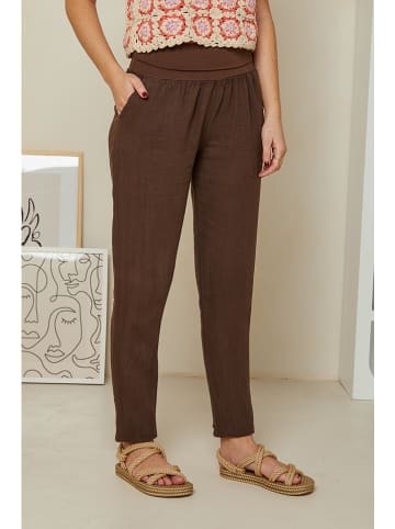 Rodier Lin Linnen broek bruin