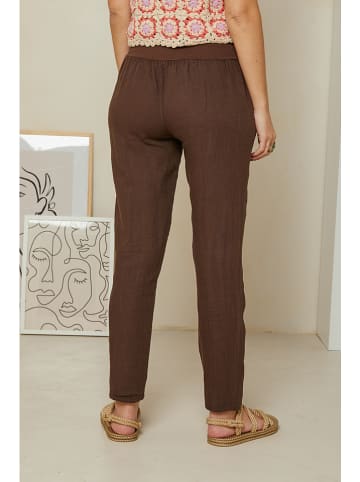 Rodier Lin Linnen broek bruin