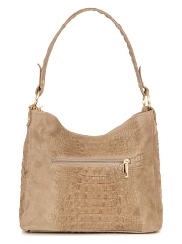 Anna Morellini Leder-Schultertasche "Linda" in Taupe - (B)29 x (H)24 x (T)8 cm