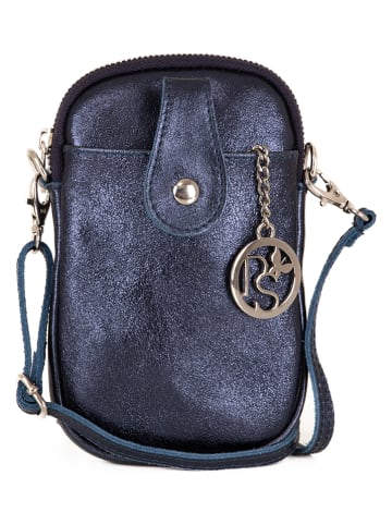 Pia Sassi Leren schoudertas donkerblauw - (B)11 x (H)19 x (D)2 cm