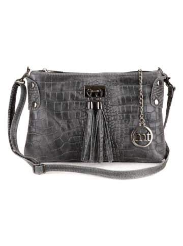 Mia Tomazzi Leder-Umhängetasche in Anthrazit - (B)23 x (H)16 x (T)2 cm