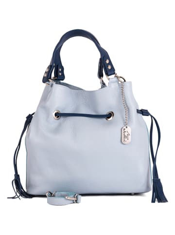 Anna Morellini Leren schoudertas lichtblauw - (B)34 x (H)30 x (D)13 cm