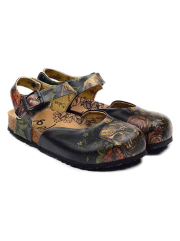 Calceo Enkelsandalen zwart/meerkleurig