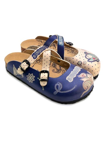 Calceo Clogs in Beige/ Blau