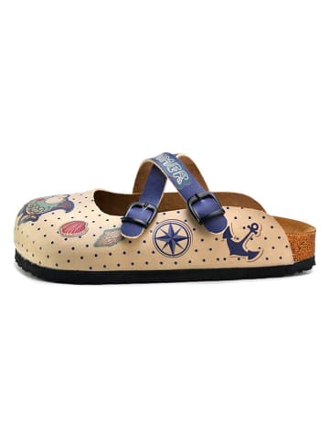 Calceo Clogs in Beige/ Blau