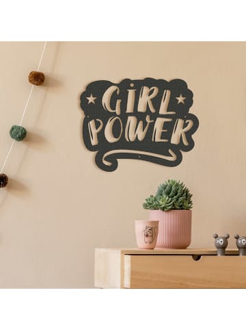 Woody Kids Dekoracja ścienna "Girl power" w kolorze czarnym - 40 x 32 cm