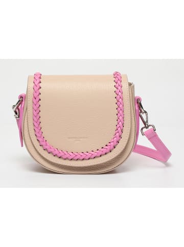 Victor & Hugo Paris Leder-Umhängetasche "Erina" in Pink/ Beige - (B)19x (H)17 x (T)8 cm