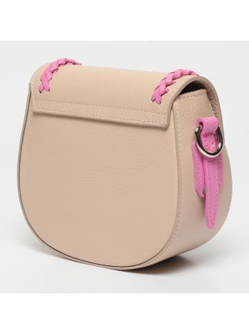 Victor & Hugo Paris Leder-Umhängetasche "Erina" in Pink/ Beige - (B)19x (H)17 x (T)8 cm