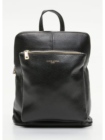 Victor & Hugo Paris Skórzany plecak "Melania" w kolorze czarnym - 27,5 x 24,5 x 9 cm