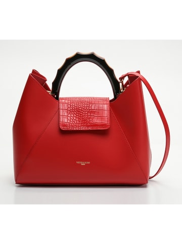 Victor & Hugo Paris Skórzana torebka "Ana" w kolorze czerwonym - 35 x 27 x 13,5 cm
