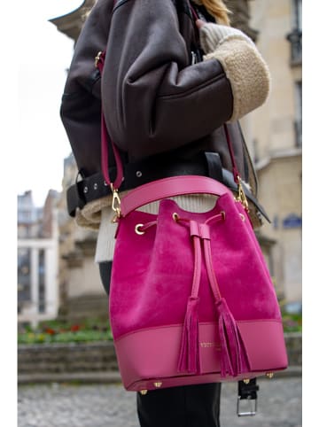 Victor & Hugo Paris Leder-Schultertasche "Livy" in Pink - (B)21,5 x (H)27 x (T)15 cm