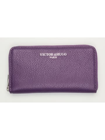Victor & Hugo Paris Leder-Geldbörse "Kaya" in Lila - (B)19,5 x (H)10,5 cm