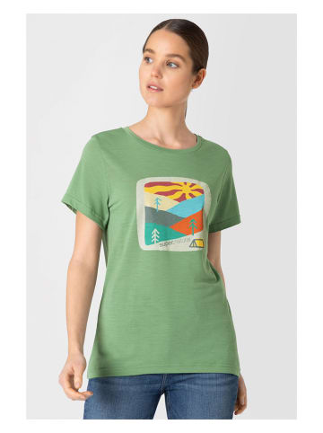 super.natural Shirt "Mountain Art" groen