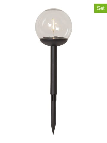 STAR Trading 3-delige set: ledsolartuinstekers "Globe" zwart - (H)25 x Ø 10 cm