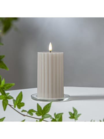 STAR Trading Świeca LED "Flame Stripe" w kolorze beżowym - wys. 15 cm
