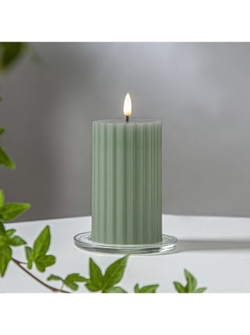 STAR Trading LED-Wachskerze "Flamme Stripe" in Grün - (H)15 cm