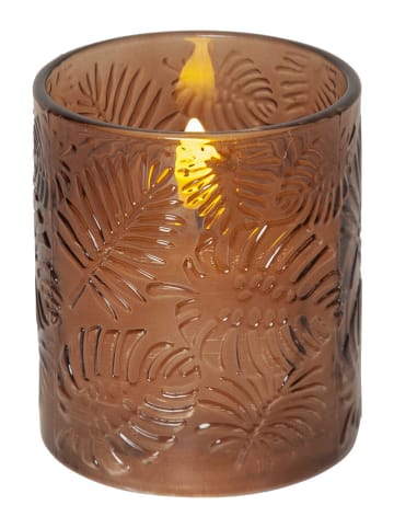 STAR Trading LED-Wachskerze "Flamme Leaf" in Hellbraun - (H)10 cm