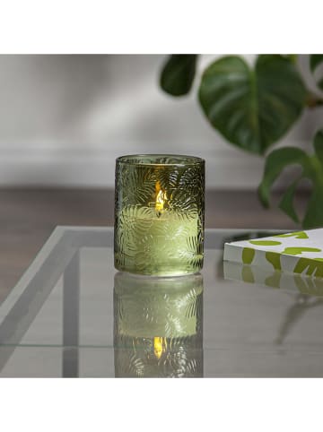 STAR Trading LED-Wachskerze "Flamme Leaf" in Grün - (H)12,5 cm