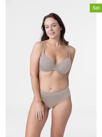 Dorina 2er-Set: Schalen-BHs "Ara" in Beige/ Grün