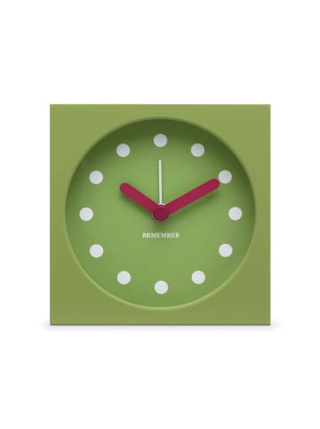 Remember Zegar stołowy "Garden" w kolorze zielonym - 9 x 9 x 4 cm