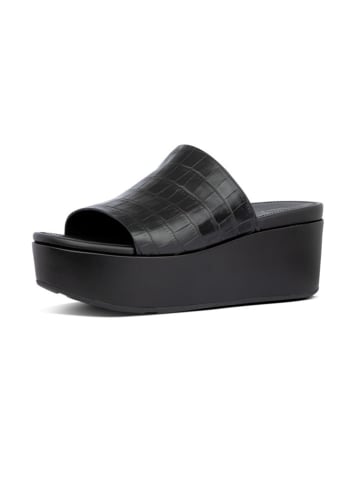 fitflop Leder-Keilpantoletten in Schwarz