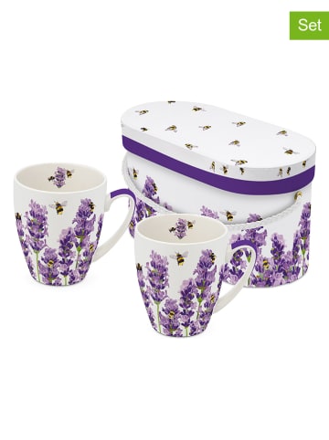 ppd Kubki jumbo (2 szt.) "Bees & Lavender" w kolorze fioletowo-białym - 350 ml