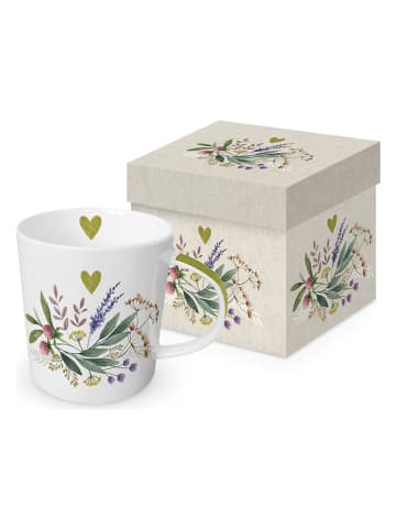 ppd Kubek jumbo "Provence" w kolorze białym ze wzorem - 350 ml