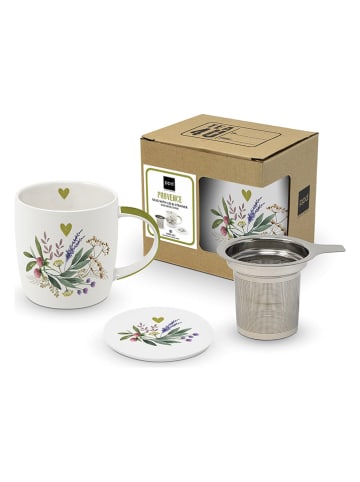 ppd Kubek "Provence" w kolorze białym ze wzorem do herbaty - 350 ml
