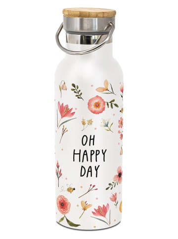 ppd Roestvrijstalen drinkfles "Oh Happy Day" wit/lichtroze - 500 ml