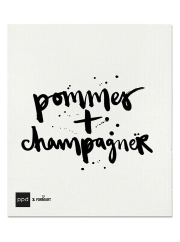 ppd 2er-Set: Schwammtücher "Pommes & Champagner" in Creme - (L)20 x (B)17 cm