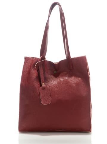 ORE10 Leder-Schultertasche "Aram" in Bordeaux - (B)34 x (H)28 x (T)12 cm