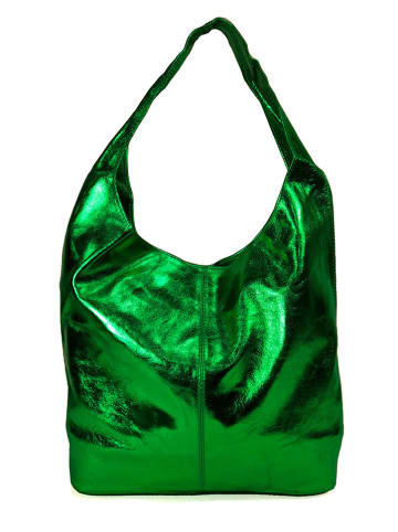 ORE10 Skórzana torebka "Bash" w kolorze zielonym - 43 x 35 x 8 cm