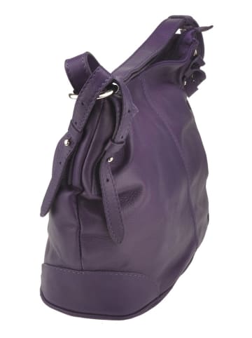 ORE10 Leren schoudertas "Roers" paars - (B)34 x (H)24 x (D)12 cm