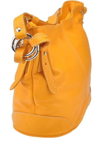 ORE10 Skórzana torebka "Roers" w kolorze musztardowym - 34 x 24 x 12 cm