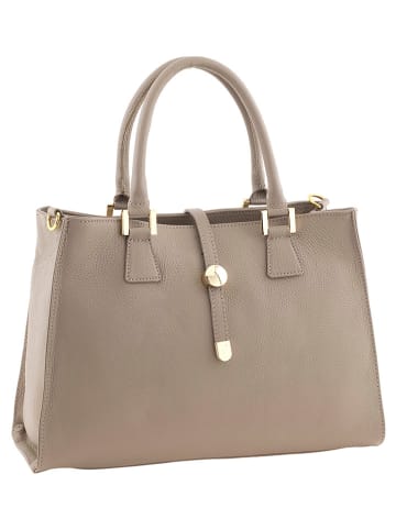 ORE10 Leder-Henkeltasche "Mida" in Beige - (B)35 x (H)25 x (T)11 cm