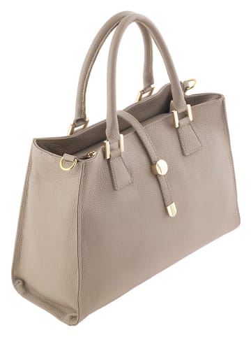 ORE10 Leder-Henkeltasche "Mida" in Beige - (B)35 x (H)25 x (T)11 cm